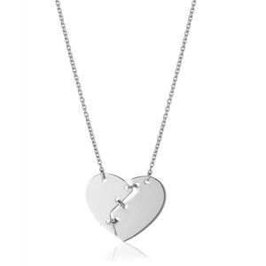 Vanbelle Sterling Silver Jewelry Stitched Heart Necklace